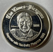 1991 Times Picayune O. Henry 1896 Reporter 1 Oz .999 Fine Silver New Orleans 100.84 per troy oz