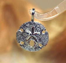 13.5MM SOLID 14K WHITE GOLD DIAMOND CUT DC HAWAIIAN SAND DOLLAR CHARM PENDANT