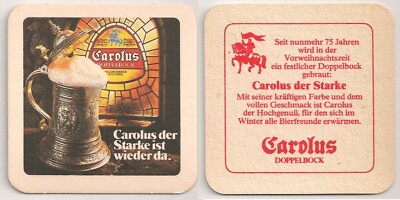 Binding Bier - alter Bierdeckel ''Carolus der Starke ist wieder da.''