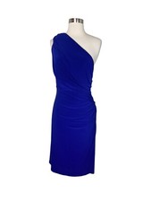 Lauren Ralph Lauren Dress Size 16 Purple Blue One Shoulder Ruched Knee Length