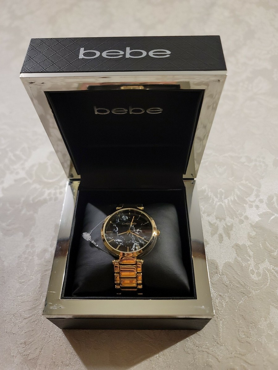 Bebe Womens Metal Gold Color Black Dial Indices Watch | eBay