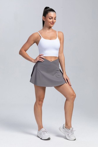 Women's Tennis Skirts Crossover High Waisted Ruffle Layered Athletic Golf Skort - Picture 56 of 86