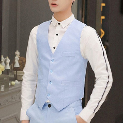 Hommes Gilet Habillé Affaires Costume Slim Mariage Décontracté Gris/Noir/Bleu - Imagen 29 de 31
