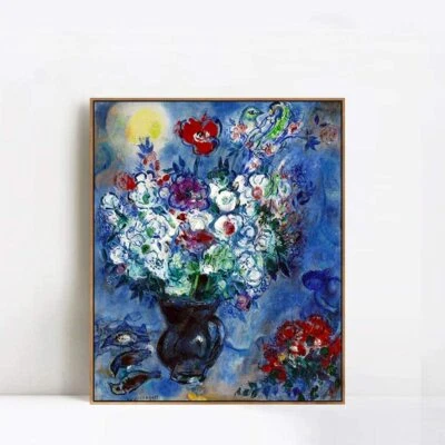 ANYA'S ARTFULHOME Framed Canvas Giclee Print Art Les Anémones by Marc Chagall Wall Art 24"x32"