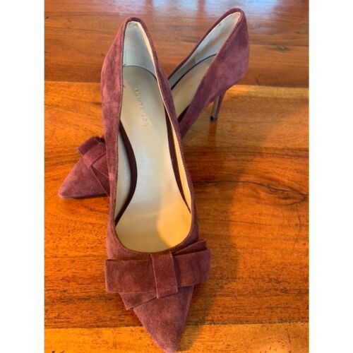 Ann Taylor Burgundy Wine Suede Bow Heels Shoes Work Pumps Size 7