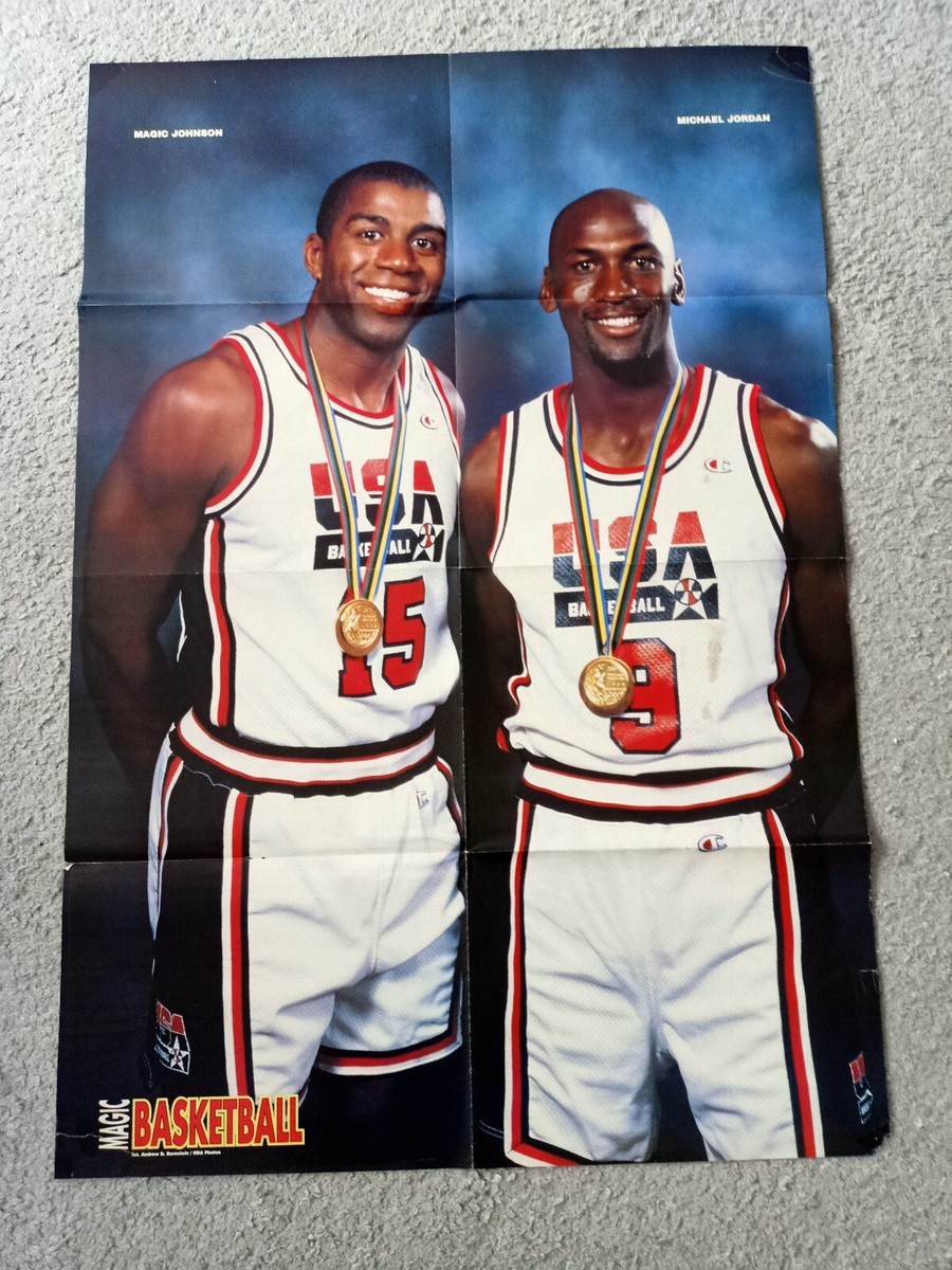 Magic Johnson Michael Jordan Gold Medal 32