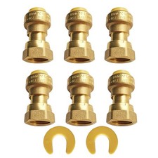 Push Fitting Straight Coupling with Union 1/2"X1/2" 6Pcs