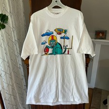 NOS Vintage GTE Visa Dog Football Graphic T-Shirt Size XL White