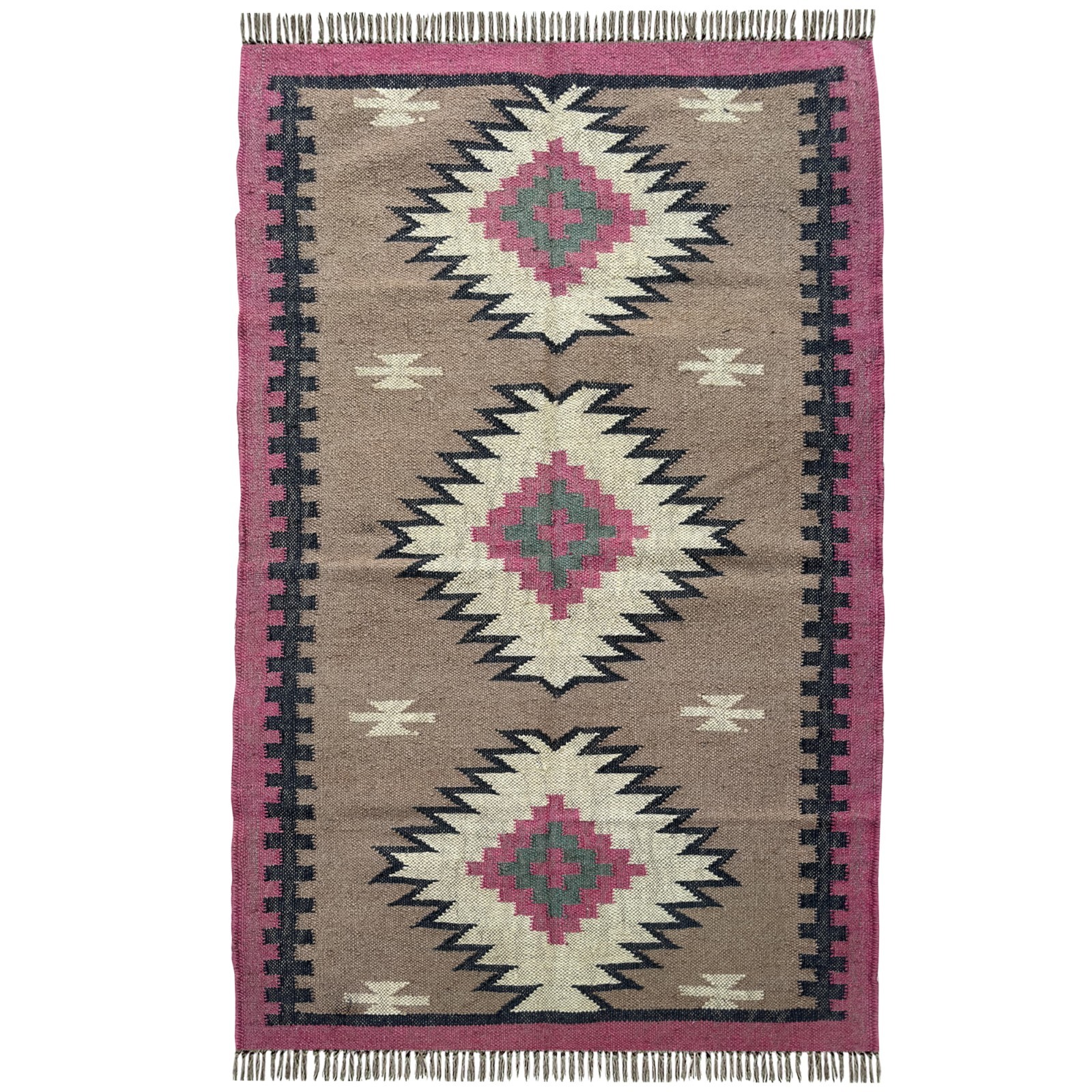 3x5 ft Flatwoven Wool Jute Rug Handmade Washable Modern for Bedroom Living Room