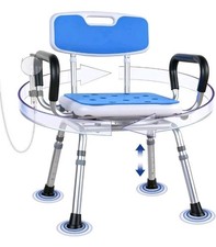 360  Swivel Shower Chair w/ Arms  Back, Heavy Duty 300 lbs Padded 5-level Hei