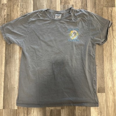 Men Gray Vintage Style Marco Island Florida Tee Size L Surfing Skeleton Graphic
