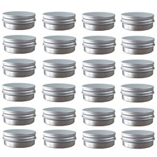 24 Pack 2 Oz/60ml Screw Top Round Aluminum Tin Cans, Metal Tin Storage Jar