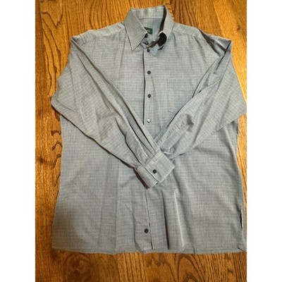Canali Mens Grey Micro Check Button Down Shirt Made in Italy Size 41 16 L