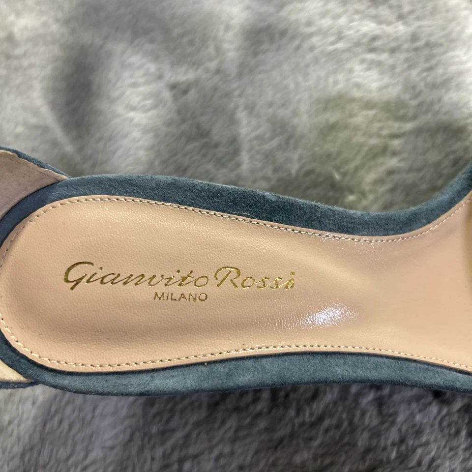 Plataformas de gamuza azul con correa para el tobillo Gianvito Rossi para mujer talla 37,5 Foto 2 de 4