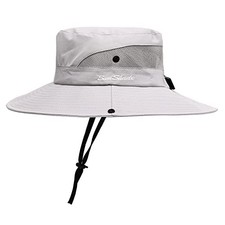 Womens Summer Sun Hat Beach Hat Wide Brim Outdoor UV 6-7 Pure Light Grey