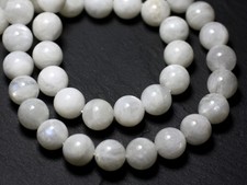 2pc - Perles Pierre de Lune arc en ciel Boules 10mm blanc bleu reflets - 7427039