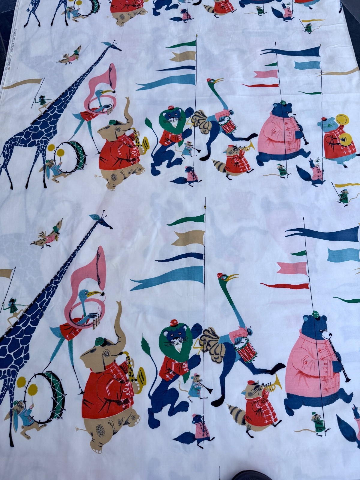 1950’s Musicians of the JUNGLE Novelty Mid Century Barkcloth  Era Vintage Fabric