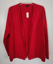 Talbots Red Cardigan Sweater Open Front Size XL Petite NEW