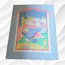 Babies Charming Sleeping Bunny Large Quilt, 43" Long x 34" Wide, Cotton NEW