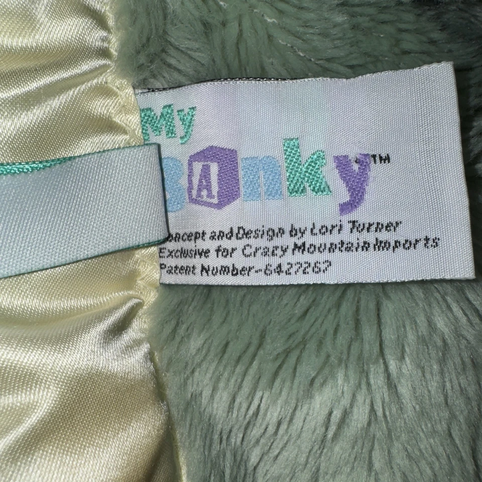 My Banky Frog PADDY Green Satin Edge Yellow Plush Backing Security Blanket lovey - Image 3 of 4