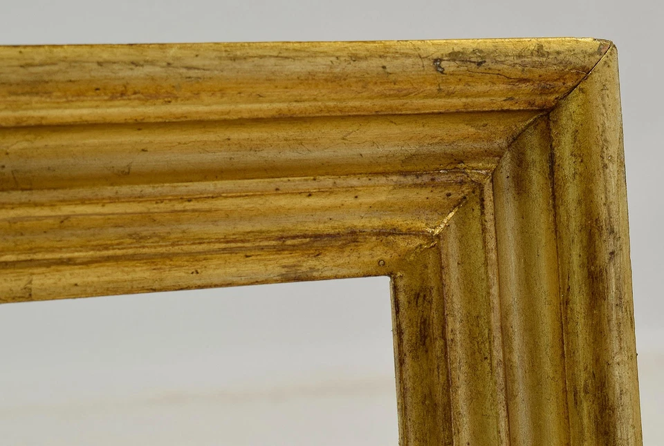 Marco de madera antiguo 19 c estado original con hoja de metal Int.: 8,1 x 5,9 pulgadas Foto 2 de 4