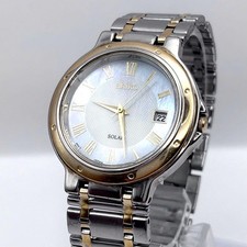 SEIKO V145-0D40 Solar Quartz Watch 35mm Stainless Steel Unisex Working