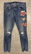 Express Skinny Jeans Mid Rise Womens Size 10R Legging Distressed Sequins Flower