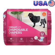 Disposable Dog Diapers Female 12 Count Super Absorbent Leak Proof Fasteners New