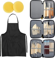 Blisstime 42pcs Pottery Tools Clay Sculpting Kit Air Dry Pottery Wheel Crafts