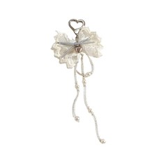 Lace Keychain With Pearls Bowknot Charm And Tassels For Bags Jewelry Accessory