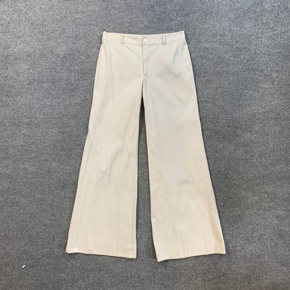 Vintage Ralph Lauren Pants Womens 6 Ivory Purple Label Cotton Wide Leg Trousers - Image 2 of 4