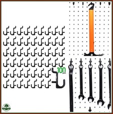Pegboard Hooks Kit 100 Count Black Metal J Hook Pegboard Assortment