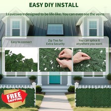 Teorrte Artificial Ivy Fence Screen 354x40 Inch UV Faux Hedge Panels Garden D...