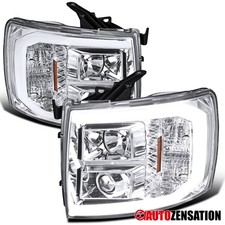 Led Tube Projector Headlights Fit 2007-2014 Chevy Silverado 1500 2500hd 3500hd