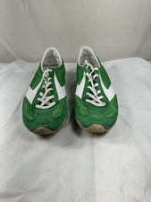 Vtg 80's Brooks Bright GREEN SUEDE Sneakers White Leather Tennis Shoes WAFFLE 10