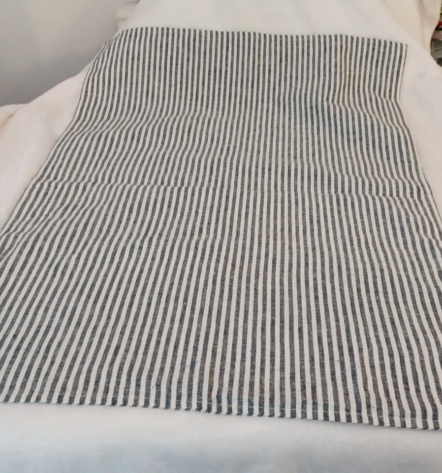 Pottery Barn Wheaton Stripe Button Pillow Cover, Black/Cream 20 x 26", Linen - Image 4 of 4