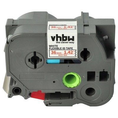 Schriftband für Brother PT P700 H100LB H100R E100 E100VP Rot/Weiß Flex 36mm 8m