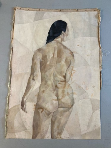 Belle Peinture Nu, Féminin Sur Toile, Non Signé À Identifier Cubisme No Sanyu - Foto 2 di 12