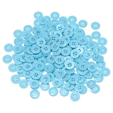 200pcs Resin Sewing Buttons 5/8" Round Flat 4-Hole Craft Buttons, Blue