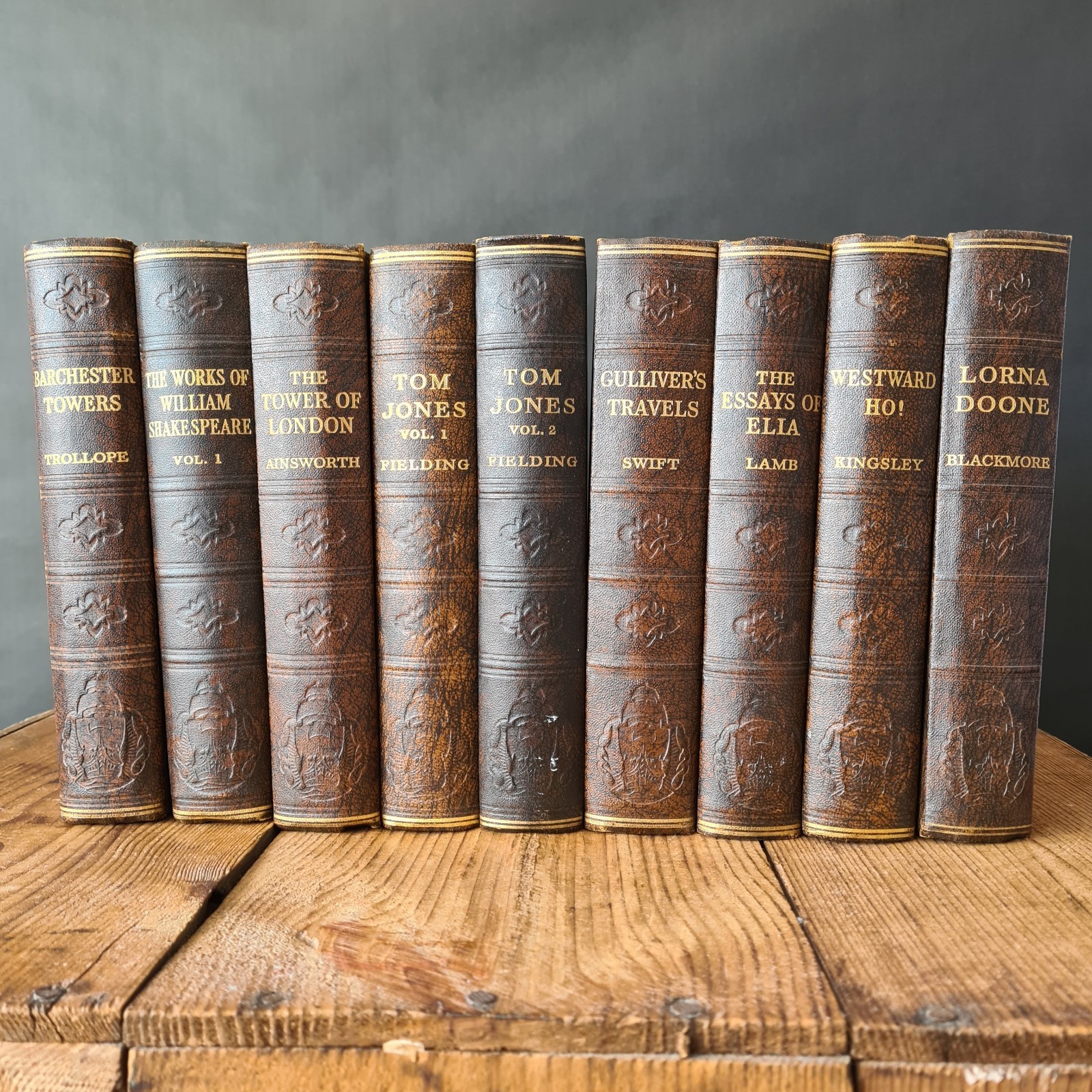 Vintage 1930s Odhams Press Faux Leather Classic Literature Book Set