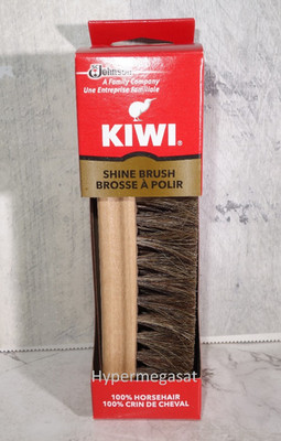 KIWI Horsehair Leather Shoe Boot SHINE BRUSH 100% Natural Bristle Wooden Handle