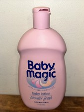 Baby Magic by Mennen Powder Fresh Baby Lotion 15 oz Hypoallergenic Pink Bottle