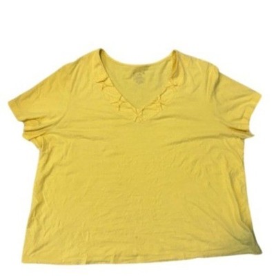 White Stag Woman 5X Yellow V Neck Tee 30W 32W Plus Cotton