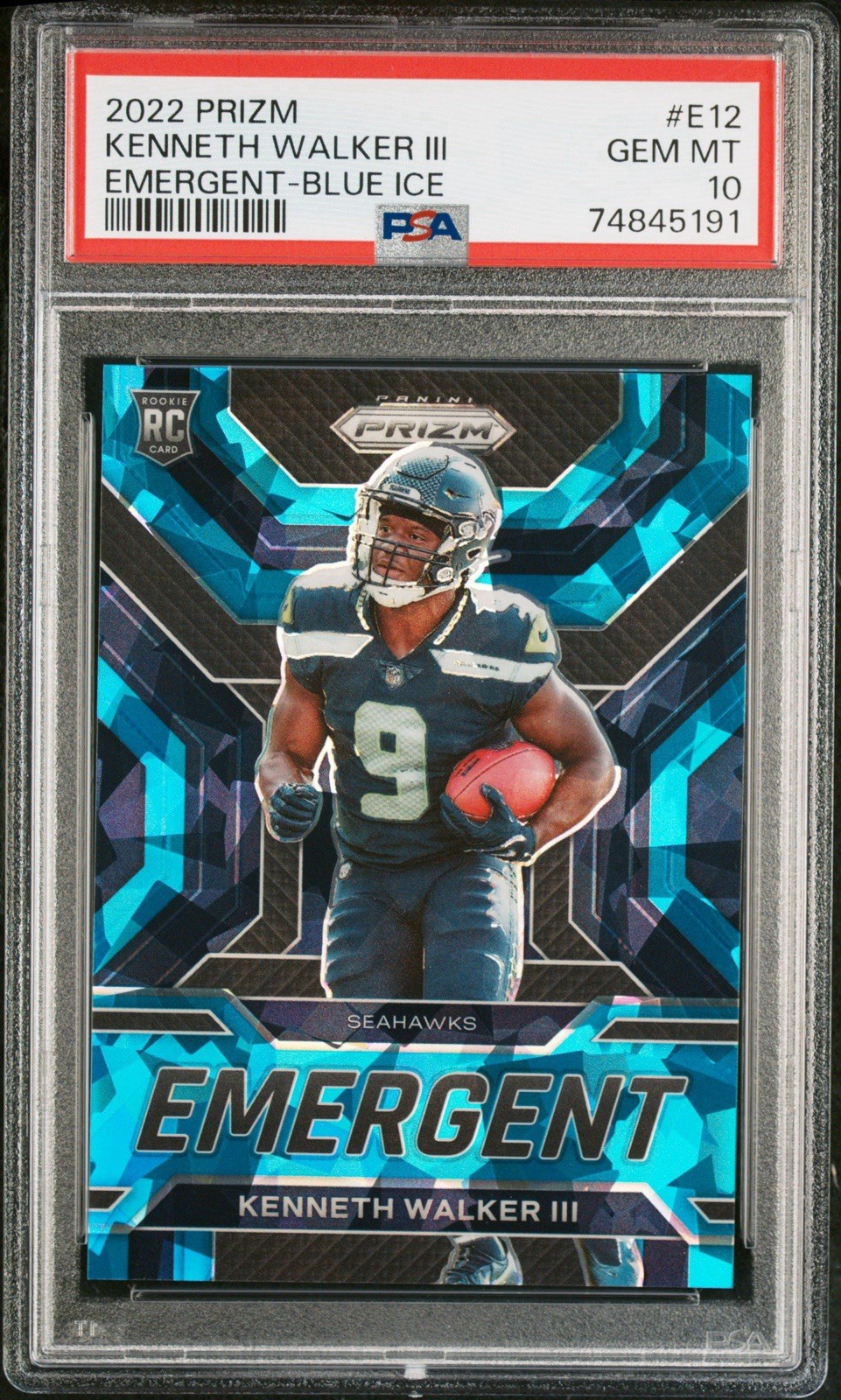Kenneth Walker III Panini Prizm Emergent #E12 Blue Ice