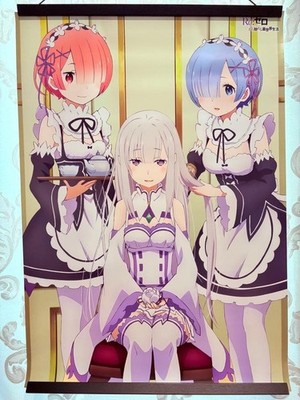 ReZero Emilia Rem Ram Ichiban Kuji C Prize B2 Poster Wall Scroll Tapestry Anime