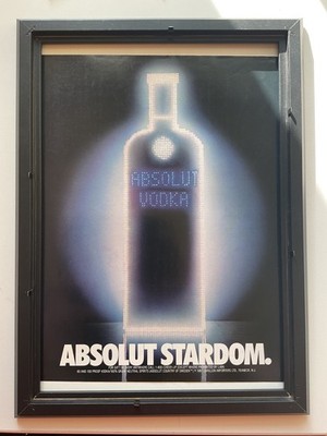 Vintage Alkohol Werbung, Absolut Wodka,  Blatt im Rahmen 33x24cm,