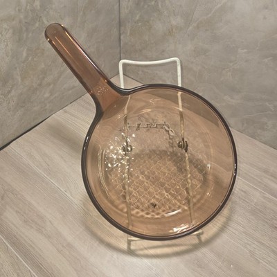 Corning Ware Visions 7'' Waffle Bottom Frying Saute Pan Skillet Amber Glass