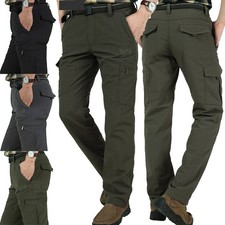 Mens Fleece Warm Thermal Trousers Tactical Outdoor Combat Work Pants Waterproof