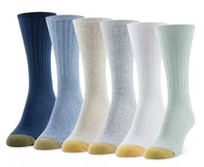 Gold Toe Women's 6-Pack Ribbed Crew Socks 4585S5, sock sizes 9-11