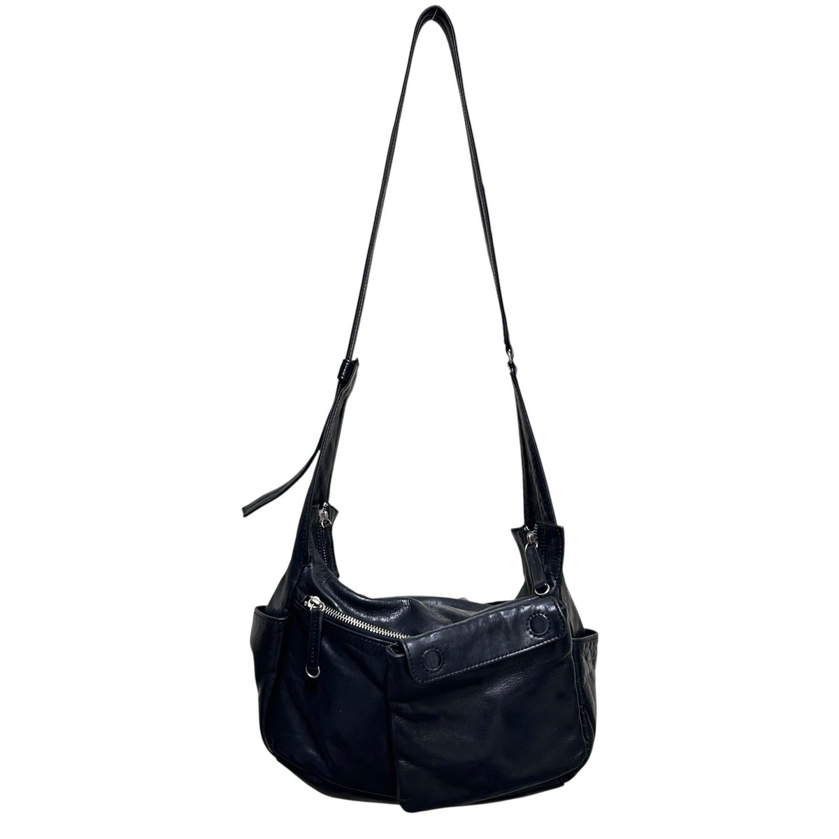00’s archive leather shoulder bag BLACK 438 00s archive Yohji Yamamoto archive cowhide leather bag